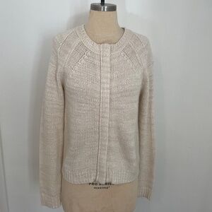 TSE Full Zip Cream / White Sweater Cardigan Womens Small, Wool Blend, Minimalist